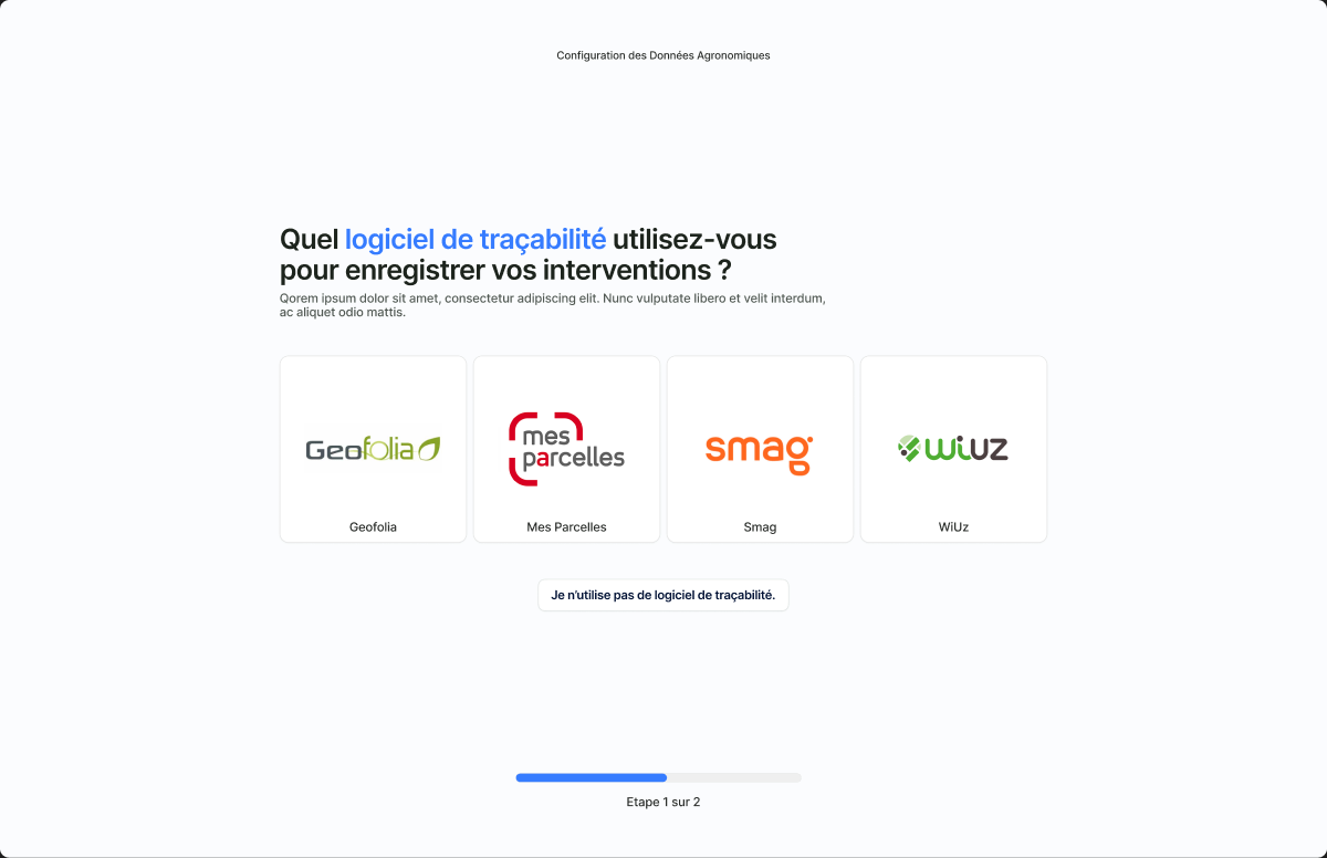 Interface TerraGrow — connexion des sources de données comptables et de traçabilité